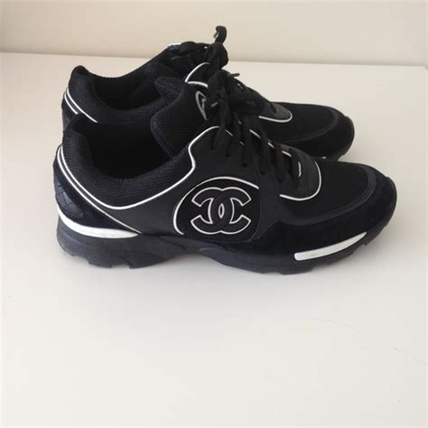 black chanel running sneakers|black chanel sneakers women.